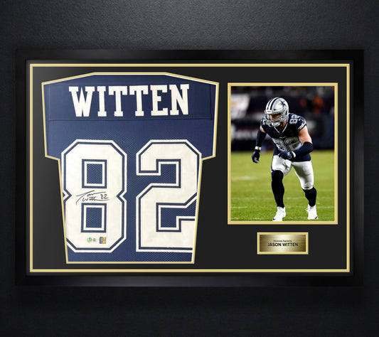 Jason Witten Signed Dallas Cowboys Jersey Framed Beckett & Witten Holograms COA - Photo of frame
