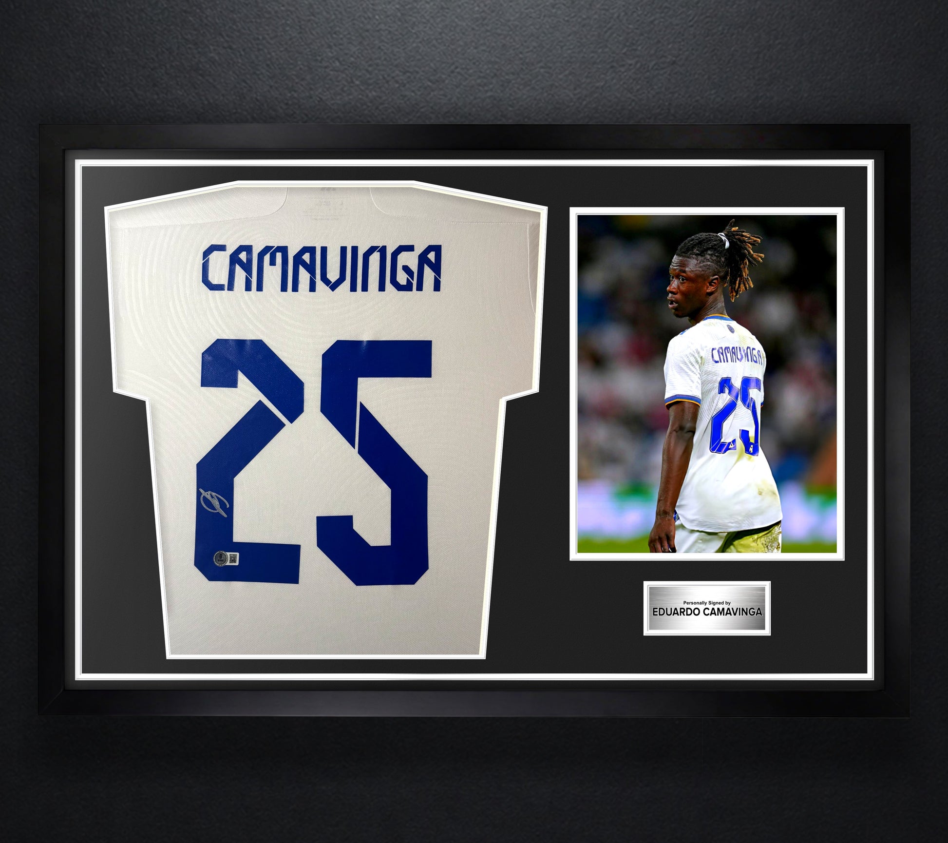 Eduardo Camavinga Signed Real Madrid Adidas Jersey Framed Beckett COA - Photo of frame