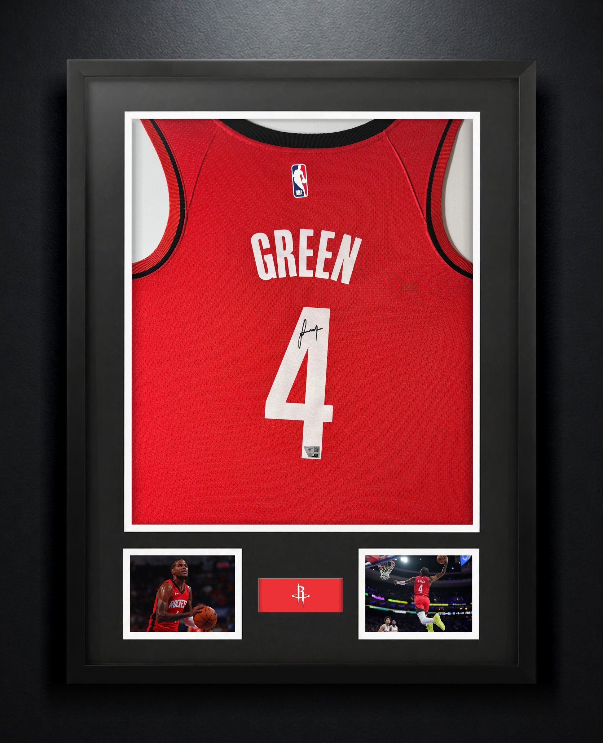 Jalen Green Signed Houston Rockets Nike Jersey Framed Fanatics COA - Photo of frame