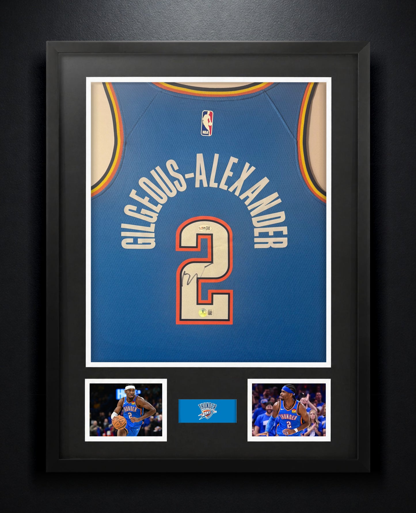 Shai Gilgeous-Alexander Signed Oklahoma City Thunder Nike Jersey Framed Beckett COA - Photo of frame