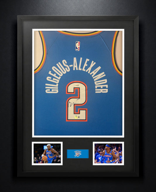 Shai Gilgeous-Alexander Signed Oklahoma City Thunder Nike Jersey Framed Beckett COA - Photo of frame