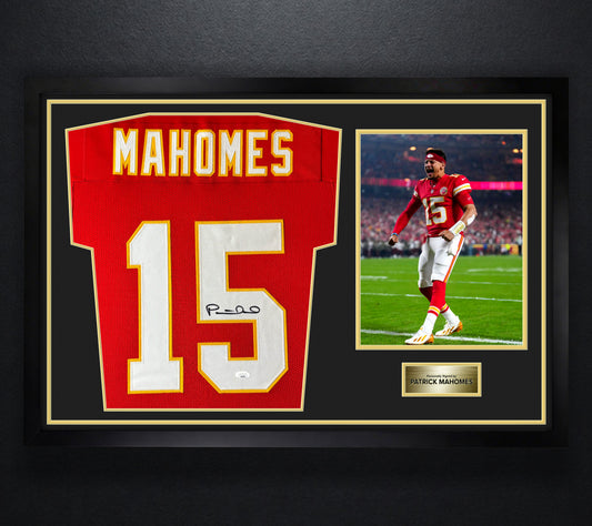 Patrick Mahomes Signed Kansas City Chiefs Jersey Framed JSA LOA & COA - Photo of frame