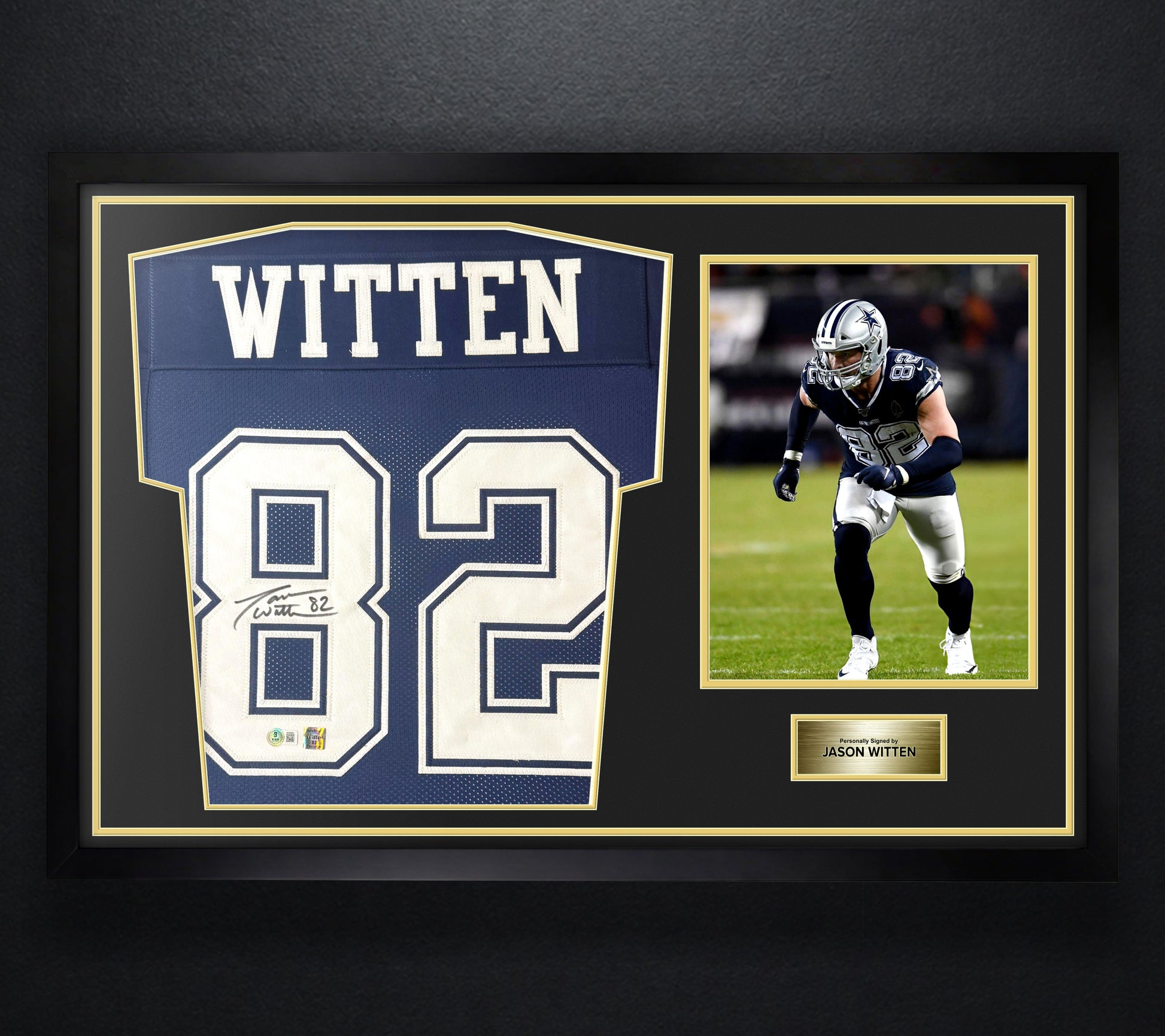 Jason Witten Signed Dallas Cowboys Jersey Framed Beckett & Witten Holograms COA - Photo of frame