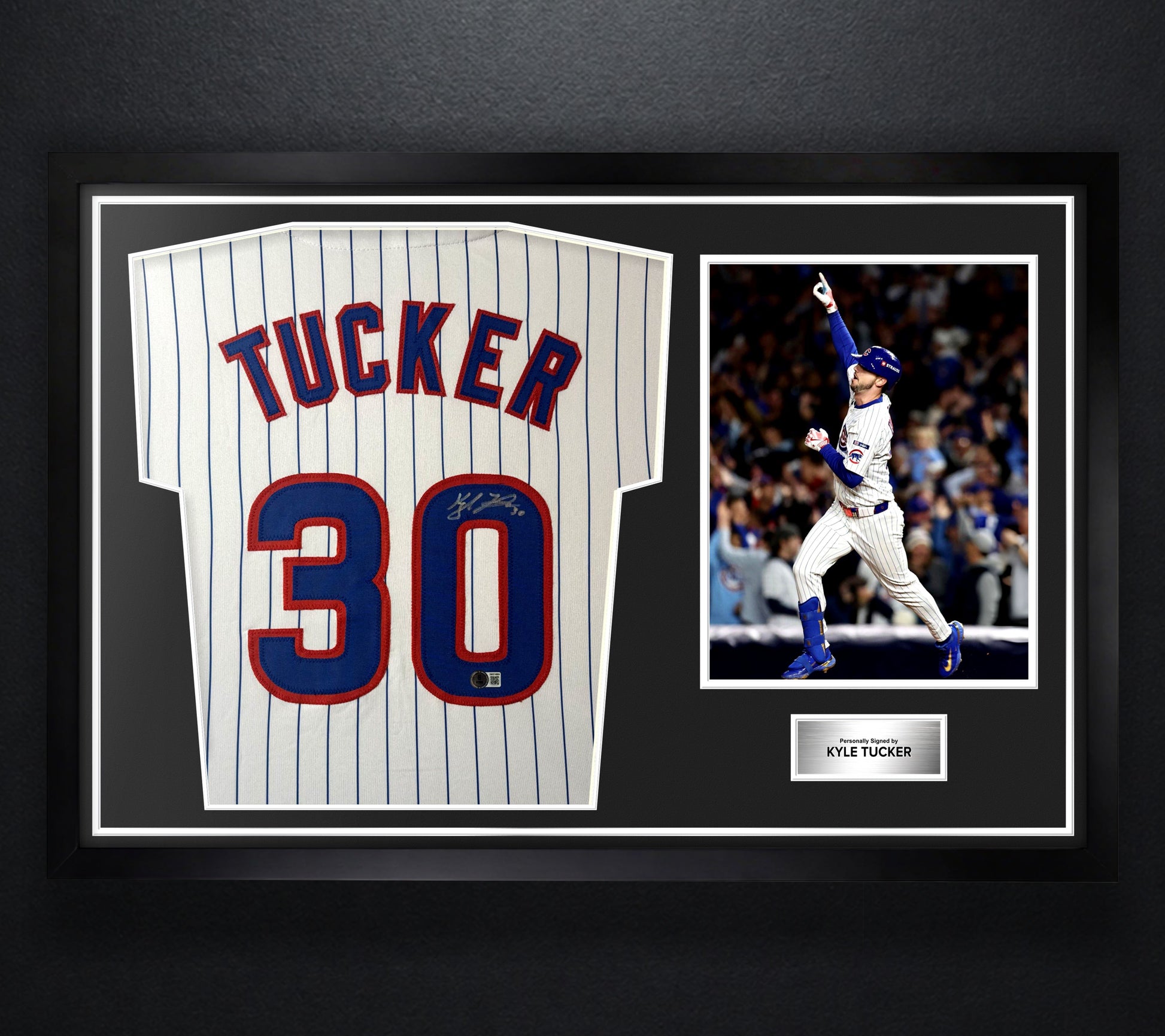 Kyle Tucker Signed Chicago Cubs Jersey Framed Beckett COA - Photo of frame
