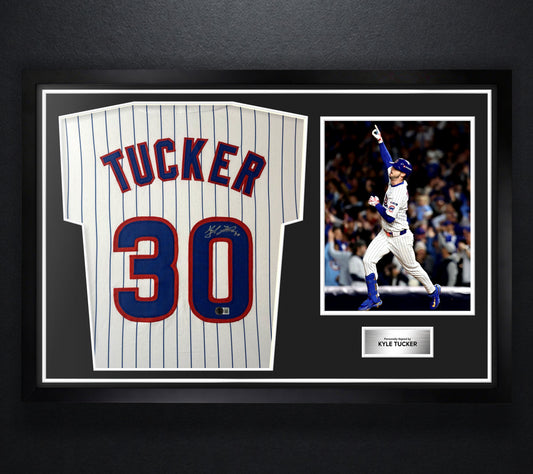 Kyle Tucker Signed Chicago Cubs Jersey Framed Beckett COA - Photo of frame