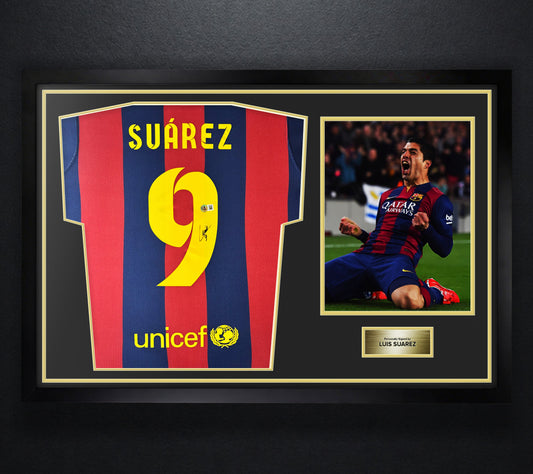 Luis Suarez Signed FC Barcelona Nike Jersey Framed Beckett COA - Photo of frame