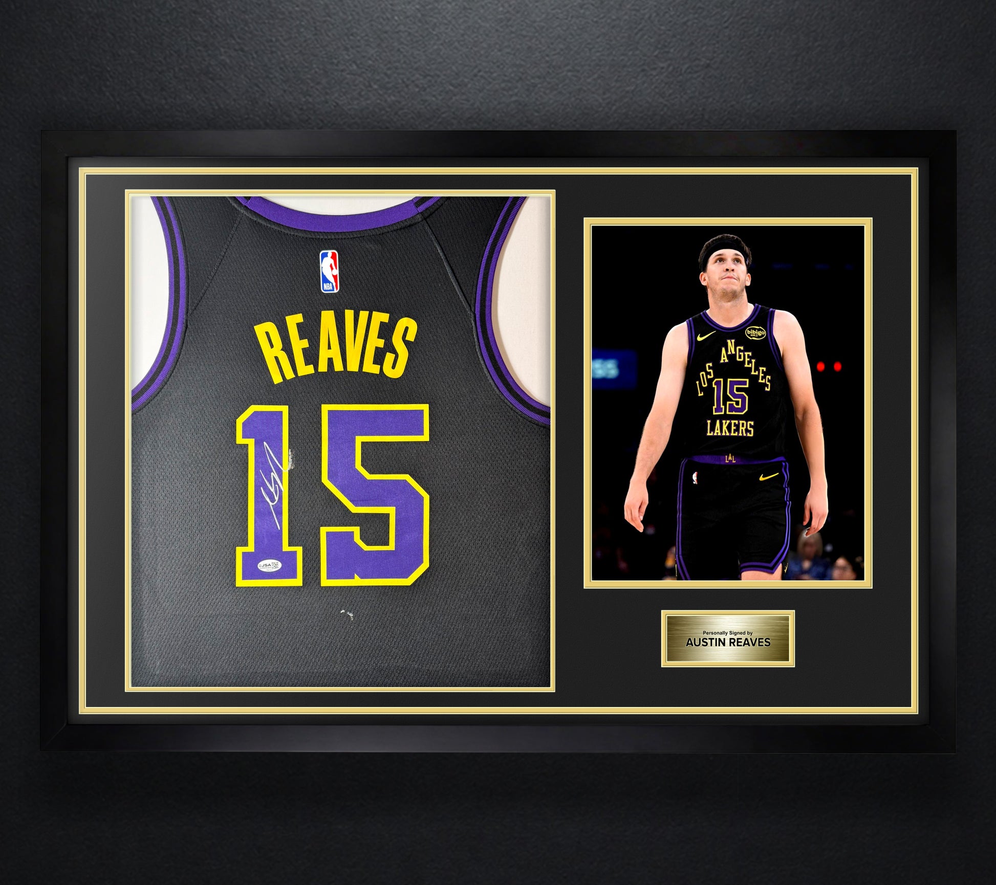 Austin Reaves Signed Los Angeles Lakers Nike Jersey Framed JSA COA - Photo of frame