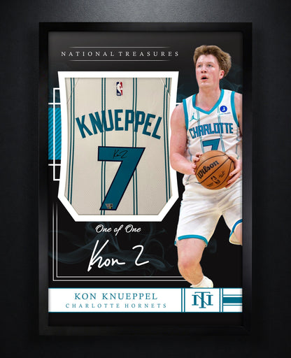 Kon Knueppel Signed Charlotte Hornets Nike Jersey Framed Fanatics COA - Photo of frame