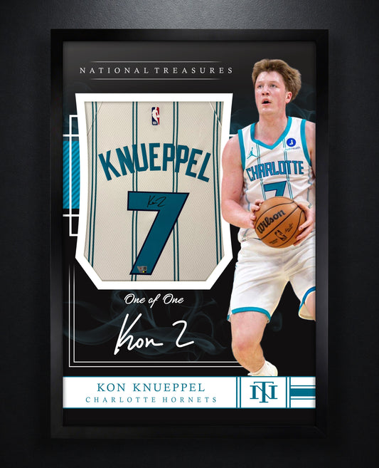 Kon Knueppel Signed Charlotte Hornets Nike Jersey Framed Fanatics COA - Photo of frame