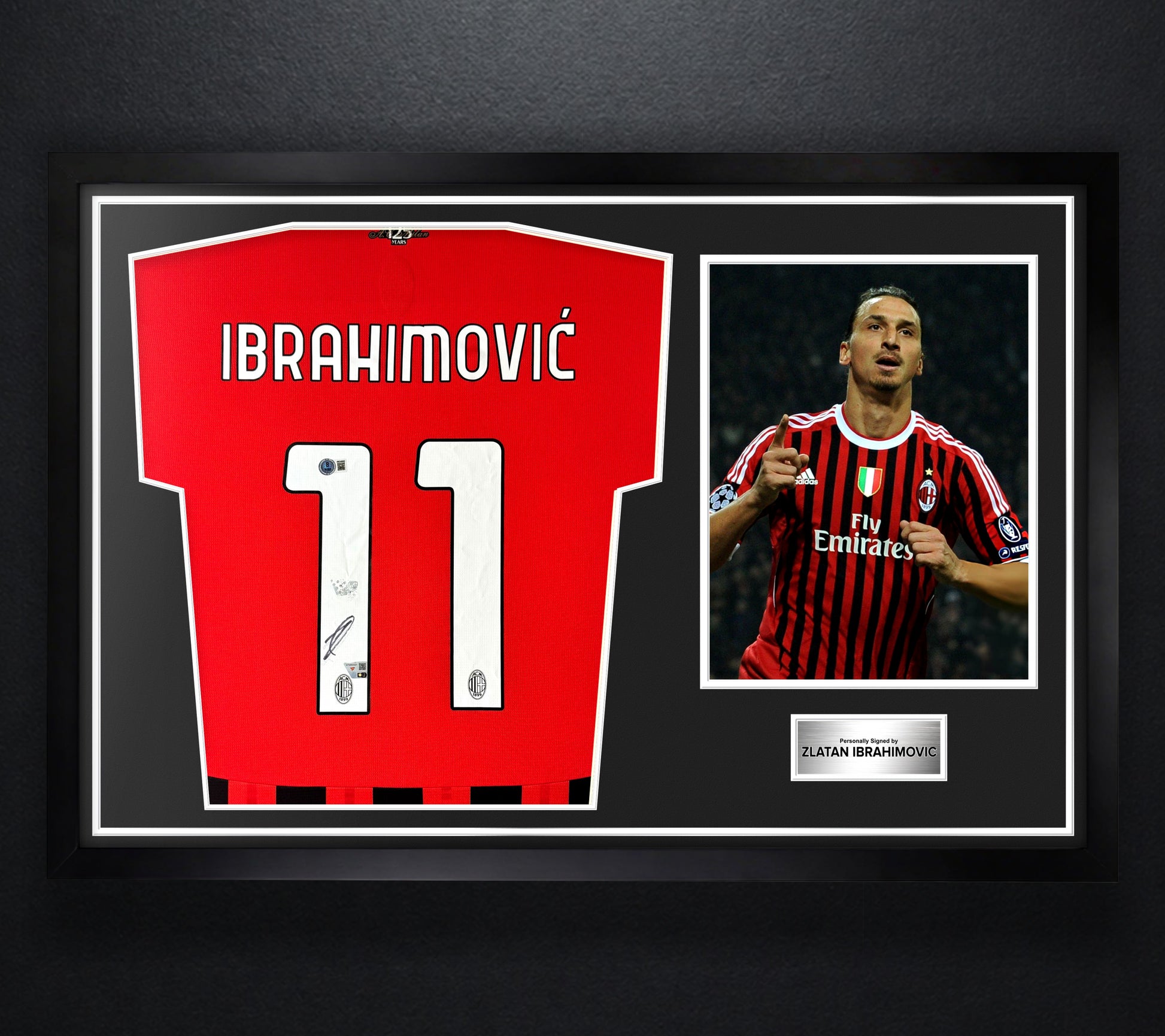 Zlatan Ibrahimović Signed AC Milan Puma Jersey Framed Fanatics & Beckett COA - Photo of frame