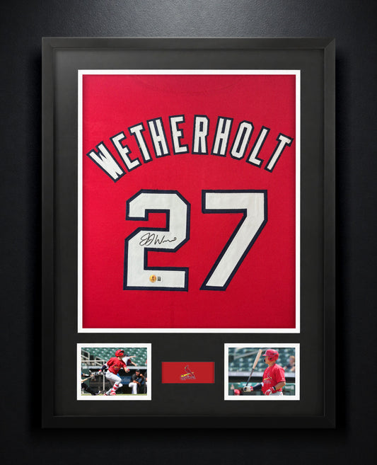 JJ Wetherholt Signed St. Louis Cardinals Jersey Framed Beckett COA - Photo of frame