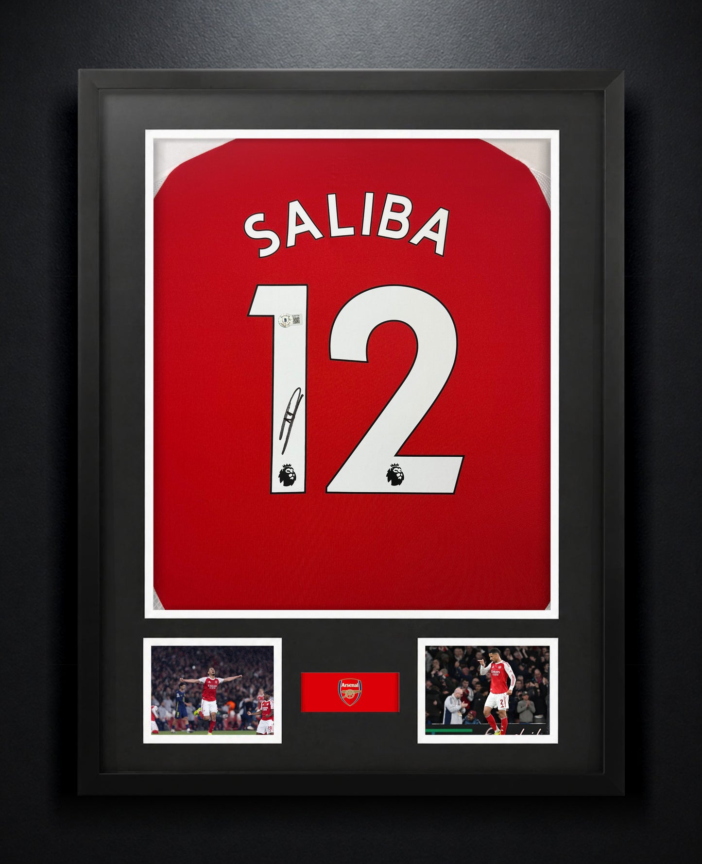 William Saliba Signed Arsenal Adidas Jersey Framed Beckett COA - Photo of frame