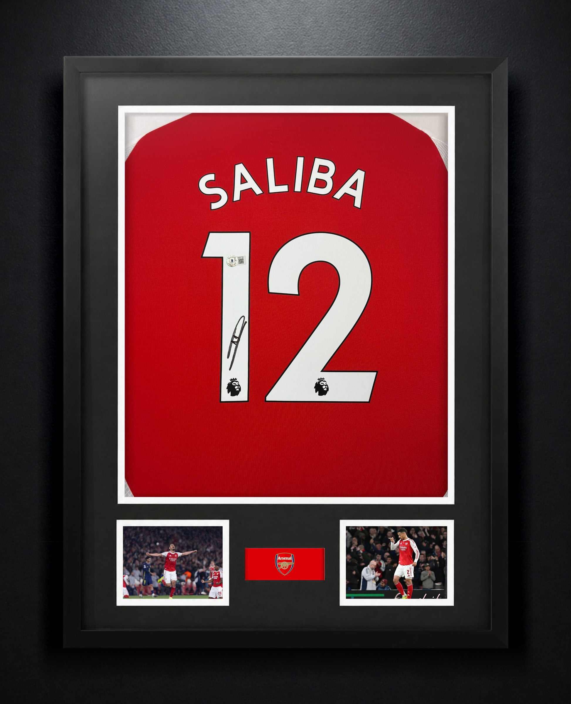 William Saliba Signed Arsenal Adidas Jersey Framed Beckett COA - Photo of frame