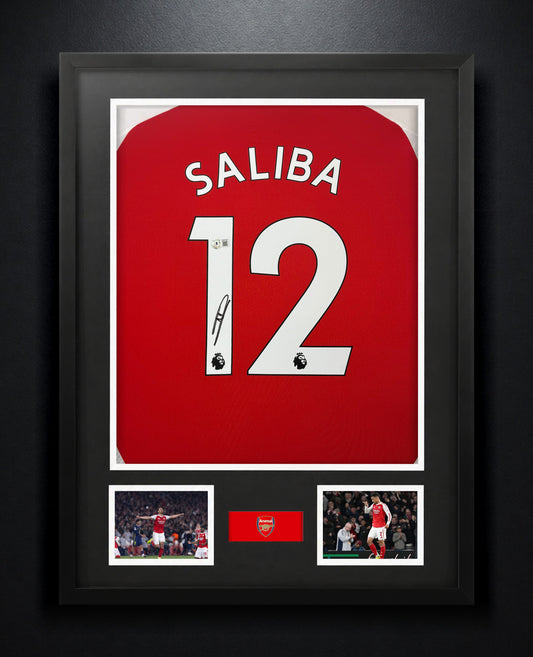 William Saliba Signed Arsenal Adidas Jersey Framed Beckett COA - Photo of frame