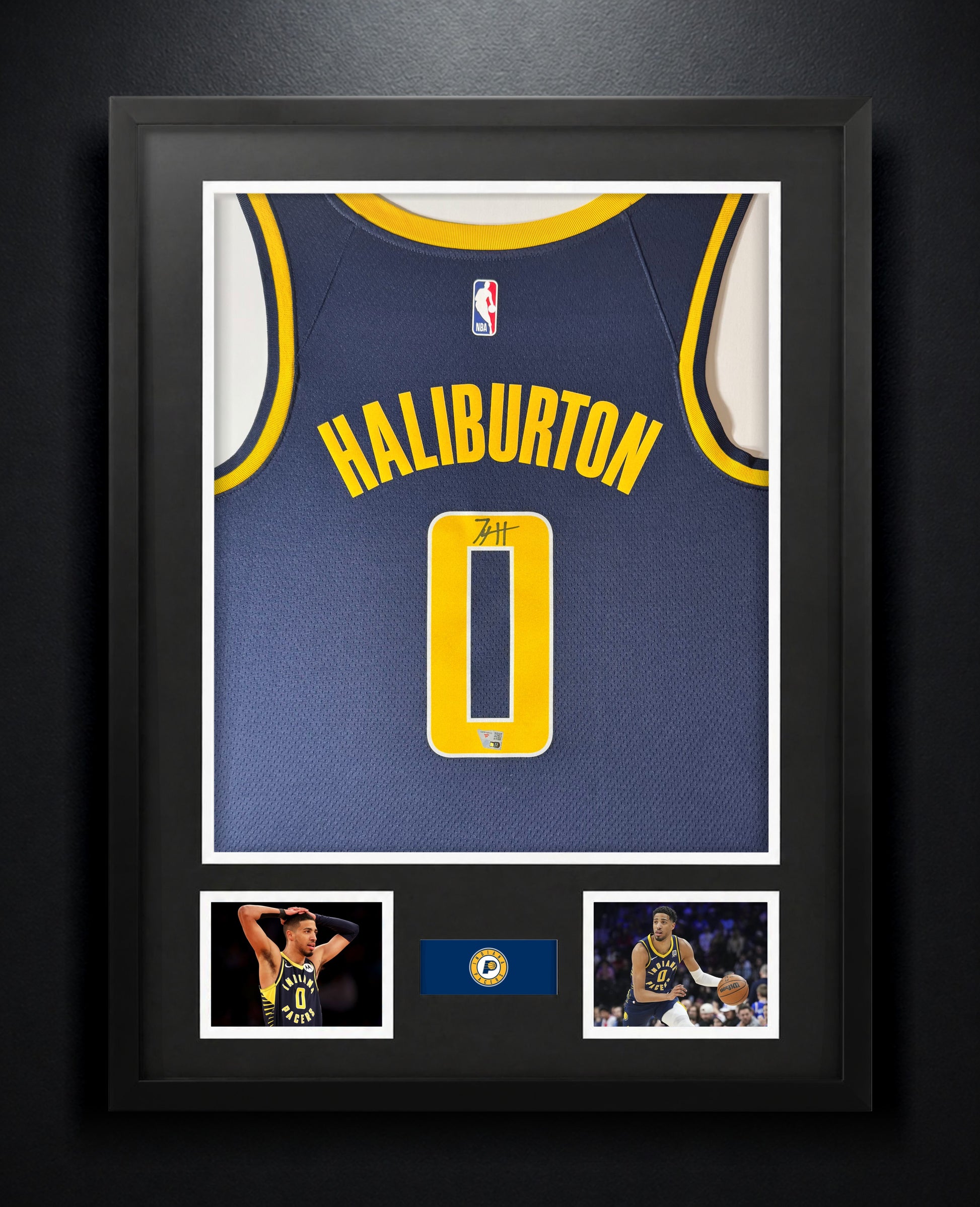 Tyrese Haliburton Signed Indiana Pacers Nike Jersey Framed Fanatics COA - Photo of frame