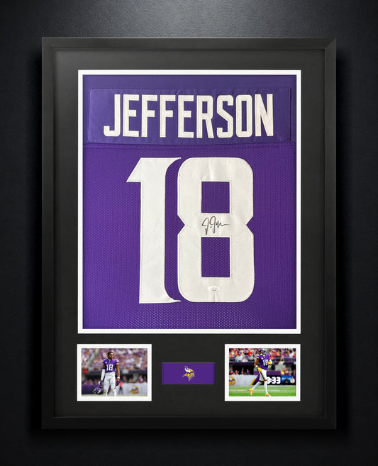 Justin Jefferson Signed Minnesota Vickings Nike Jersey Framed JSA COA - Photo of frame