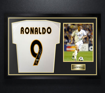 Ronaldo Nazario Signed Real Madrid Adidas Jersey Framed Beckett COA - Photo of frame