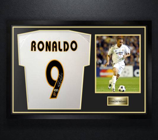 Ronaldo Nazario Signed Real Madrid Adidas Jersey Framed Beckett COA - Photo of frame