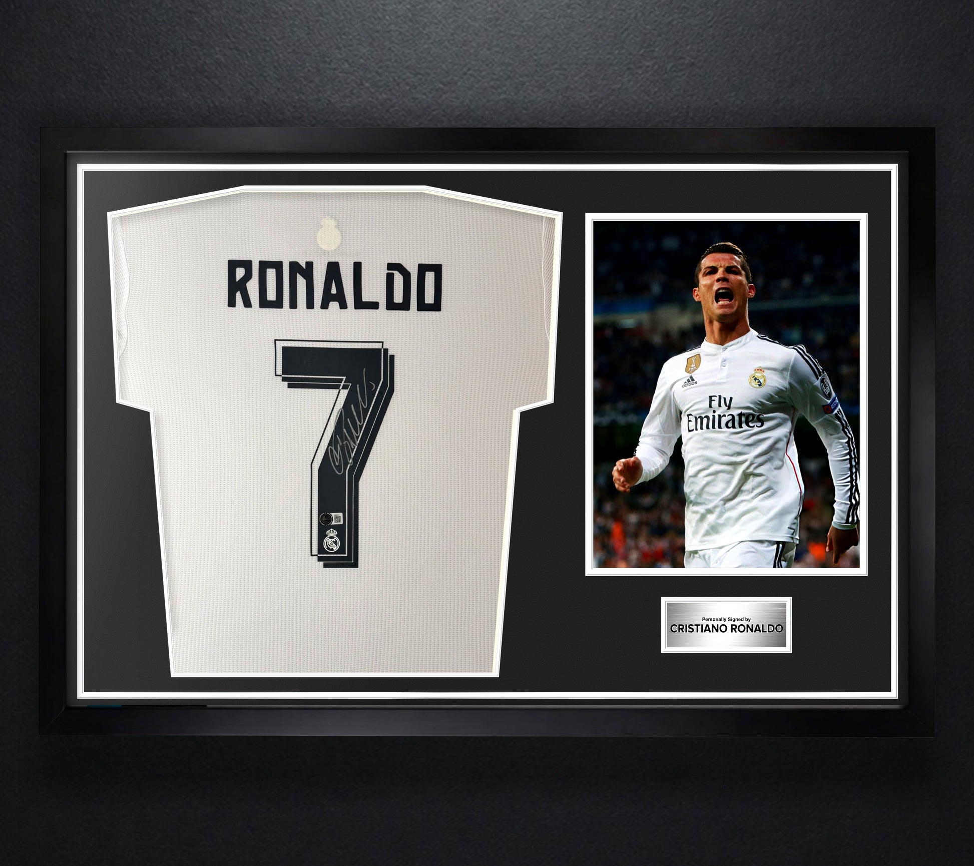 Cristiano Ronaldo Signed Real Madrid Adidas Jersey Framed Beckett LOA & COA - LOA photo
