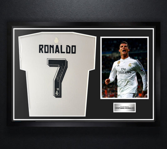 Cristiano Ronaldo Signed Real Madrid Adidas Jersey Framed Beckett LOA & COA - LOA photo