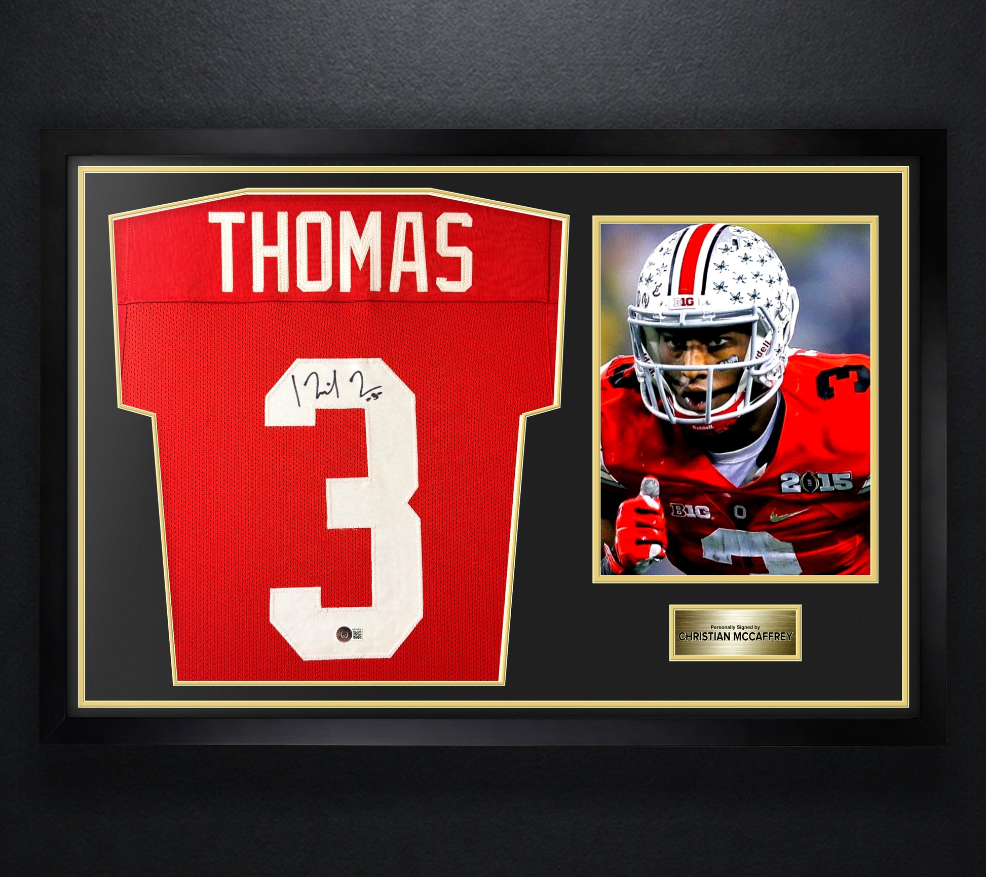 Michael Thomas Signed Ohio State Buckeyes Jersey Framed Beckett COA - Photo of frame