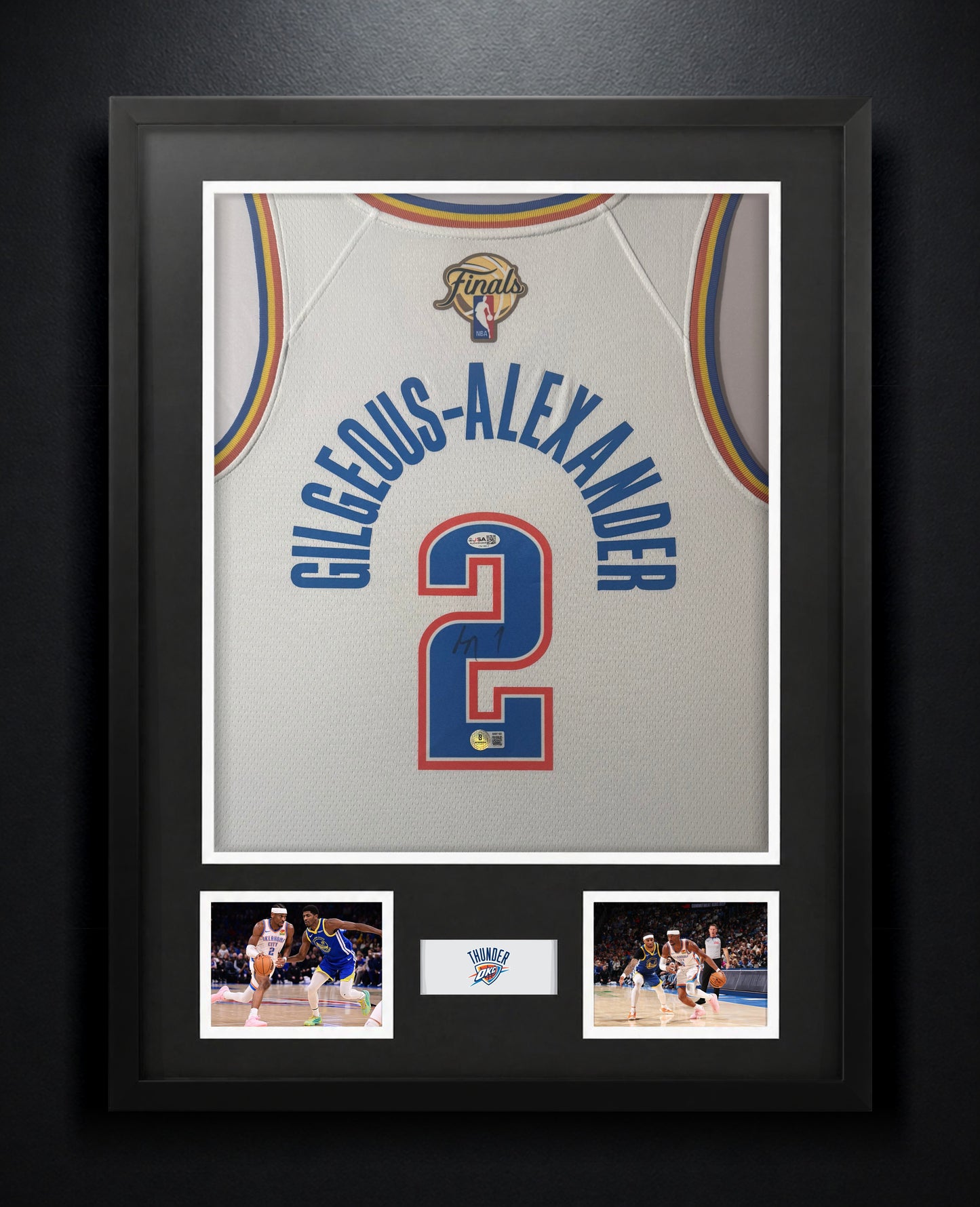 Shai Gilgeous-Alexander Signed Oklahoma City Thunder Nike Jersey Framed Beckett & JSA COA - Photo of frame