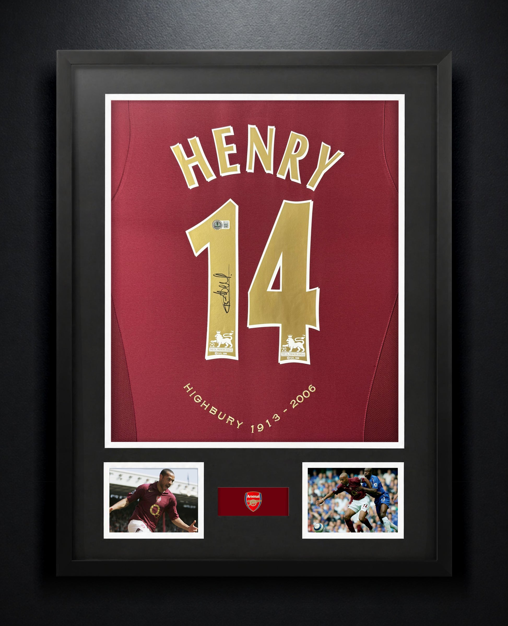 Thierry Henry Signed Arsenal Nike Jersey Framed Beckett COA - Photo of frame