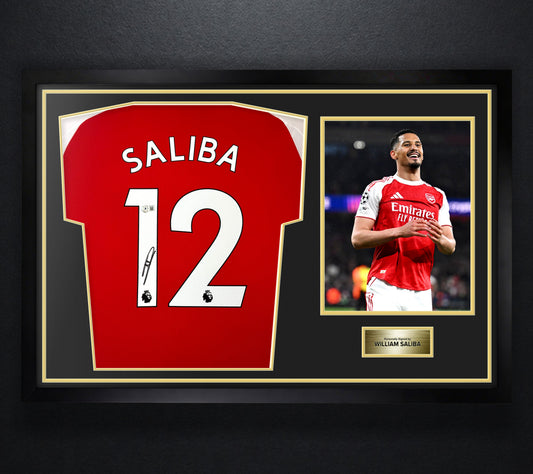 William Saliba Signed Arsenal Adidas Jersey Framed Beckett COA - Photo of frame