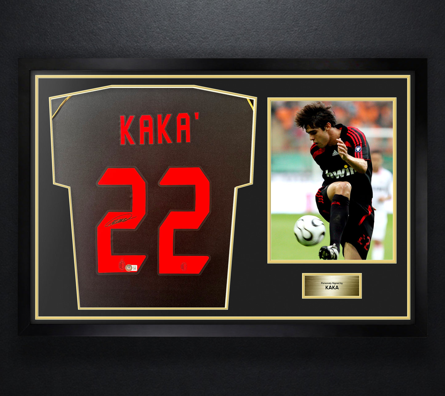 Kaka Signed AC Milan Adidas Jersey Framed Beckett COA - Photo of frame