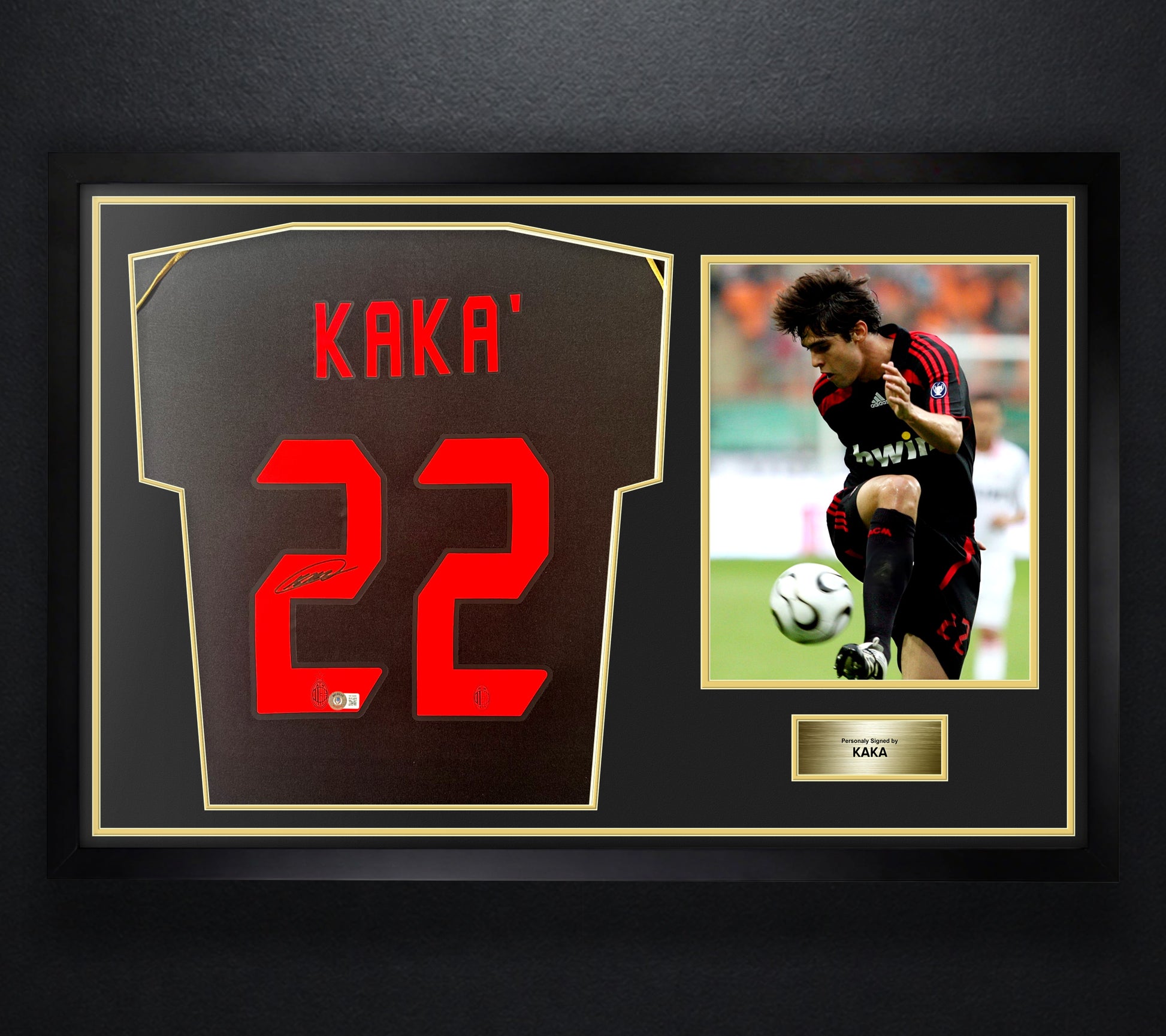 Kaka Signed AC Milan Adidas Jersey Framed Beckett COA - Photo of frame