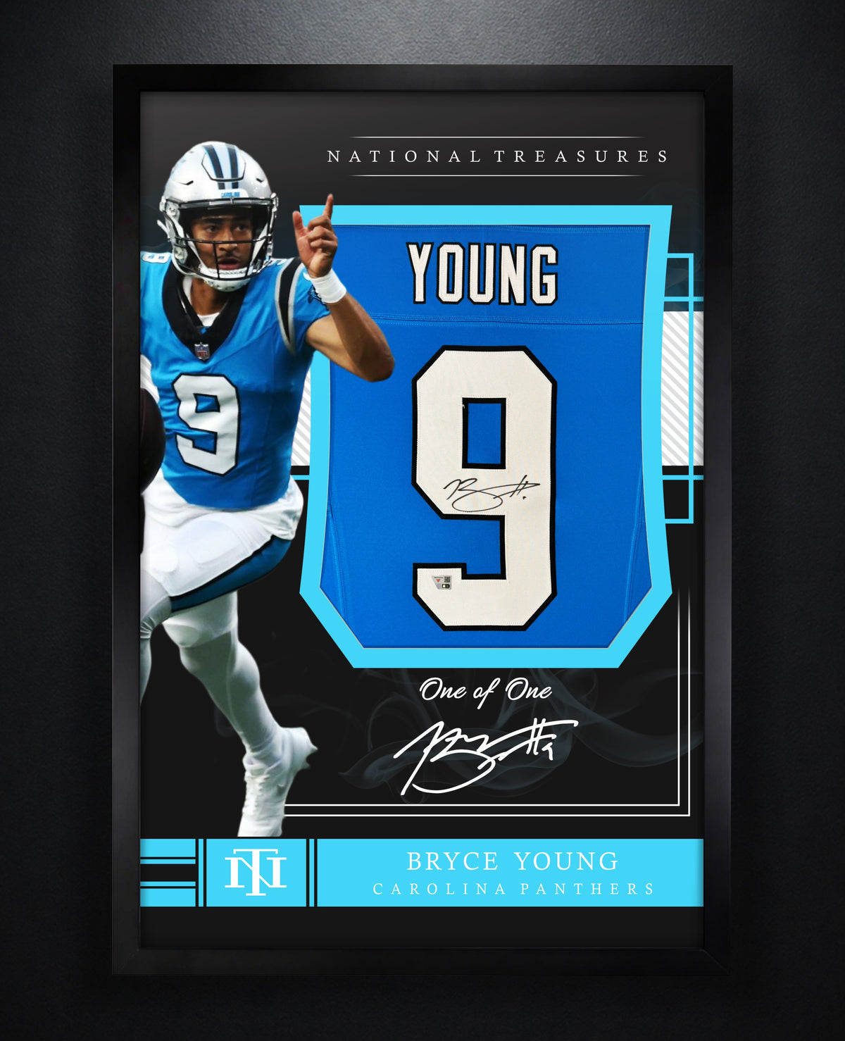 Bryce Young Signed Carolina Panthers Nike Jersey Framed Fanatics COA - Photo of frame