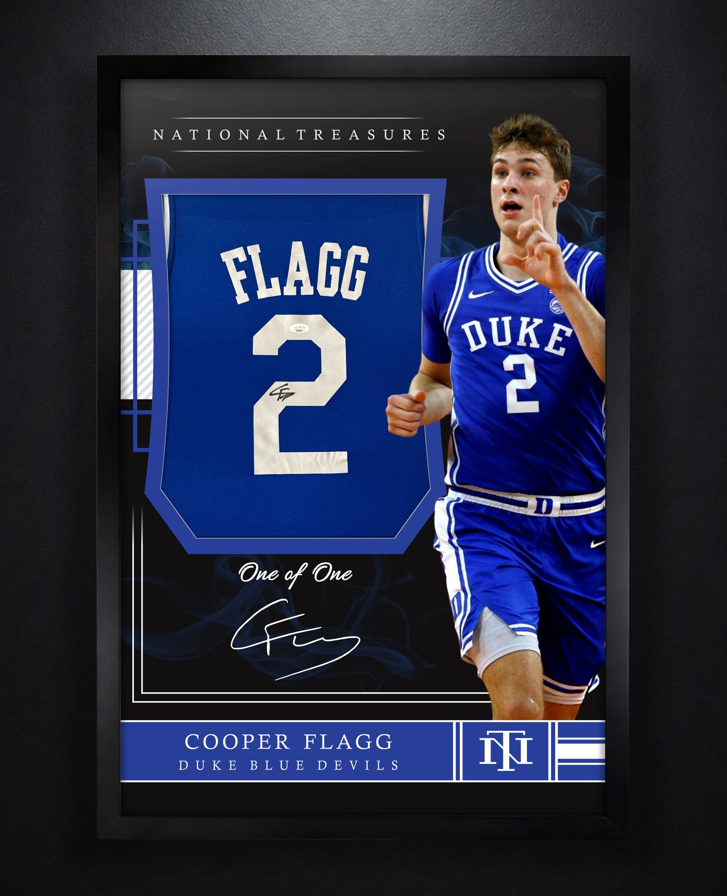 Cooper Flagg Signed Duke Blue Devils Nike Jersey Framed JSA COA - Photo of frame