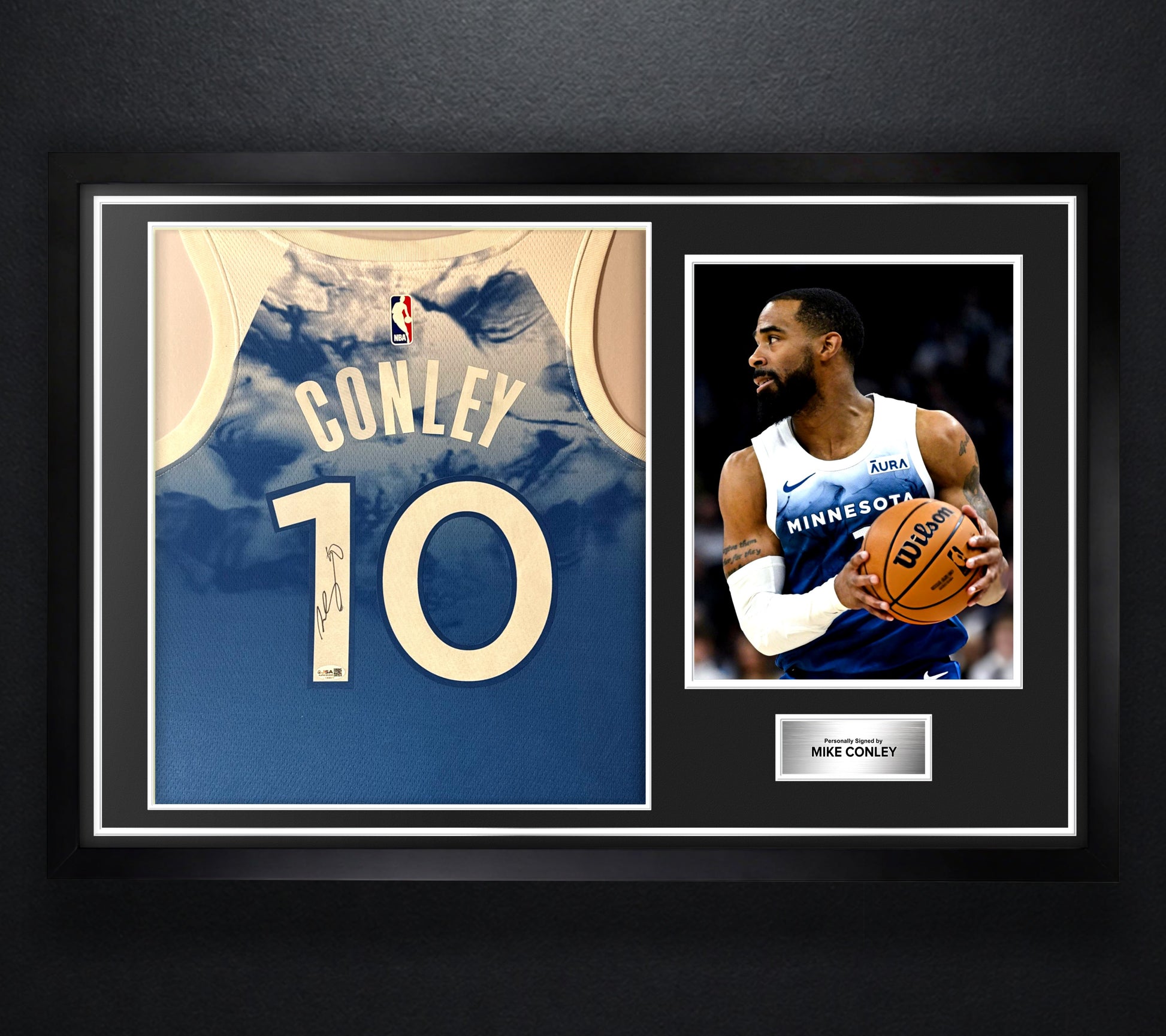 Mike Conley Signed Minnesota Timberwolves Nike Jersey Framed JSA COA - Photo of frame