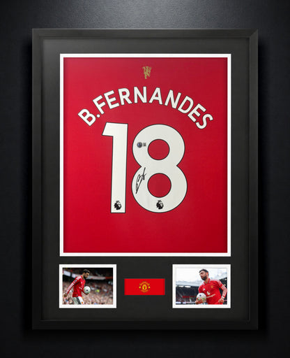 Bruno Fernandes Signed Manchester United Adidas Jersey Framed Beckett COA - Photo of frame