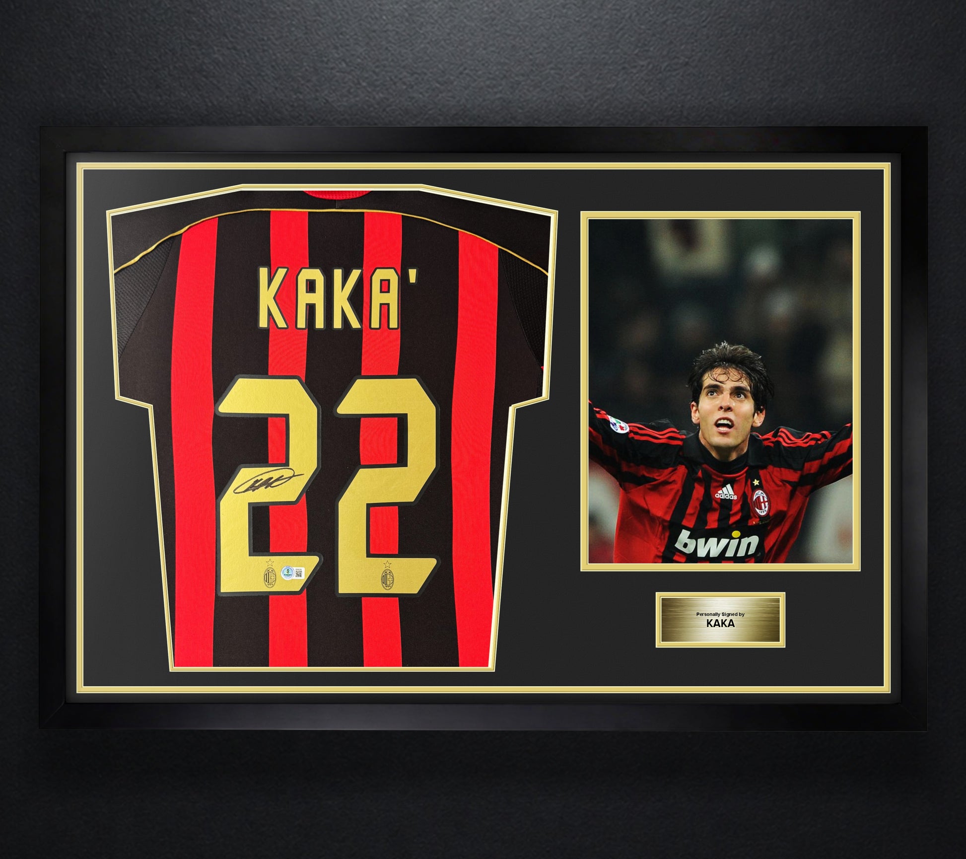Kaka Signed AC Milan Adidas Jersey Framed Beckett COA - Photo of frame