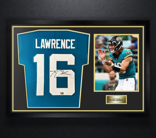 Trevor Lawrence Signed Jacksonville Jaguars Nike Jersey Framed Fanatics COA - Photo of frame