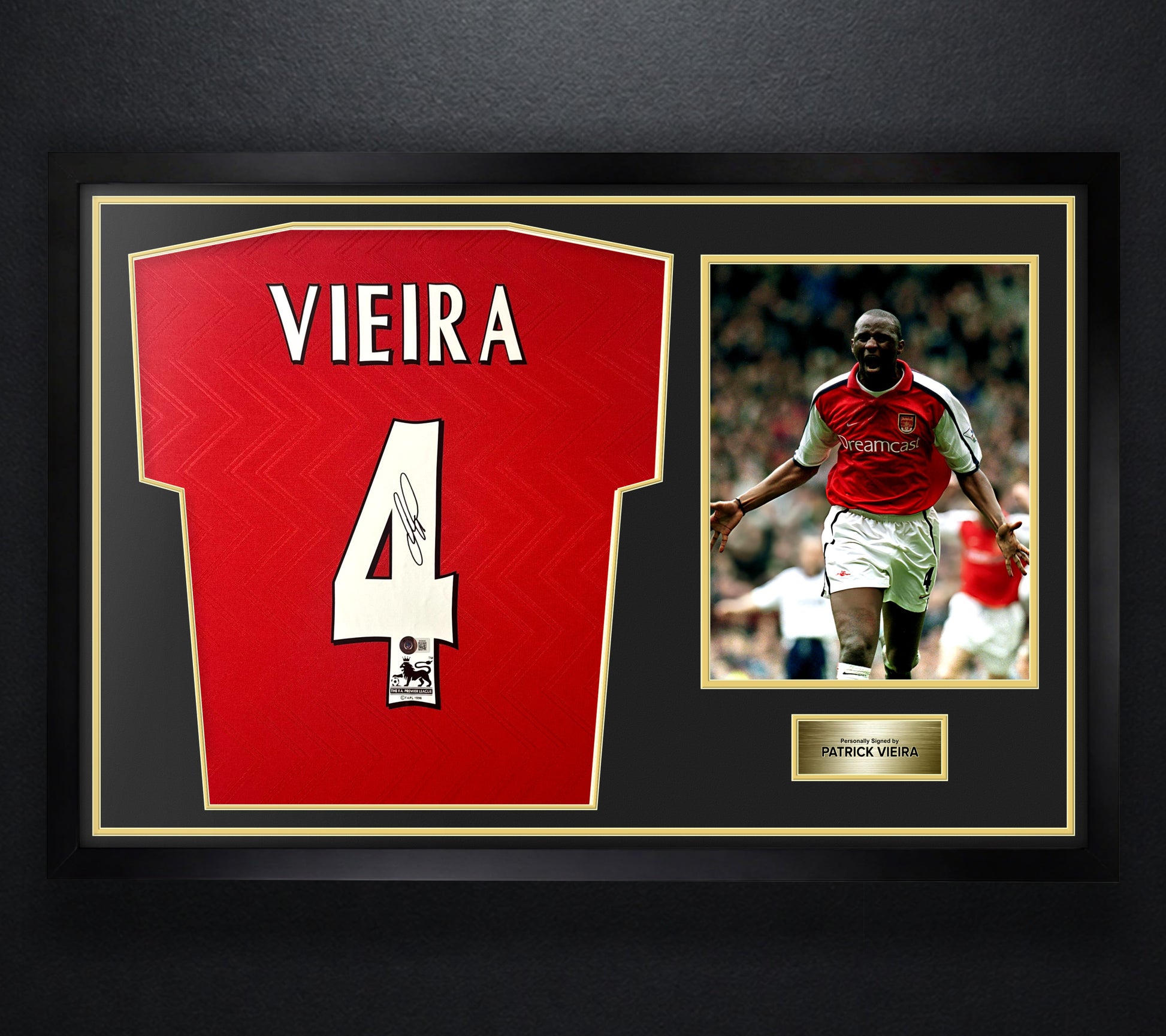 Patrick Vieira Signed Arsenal Nike Jersey Framed Beckett COA - Photo of frame