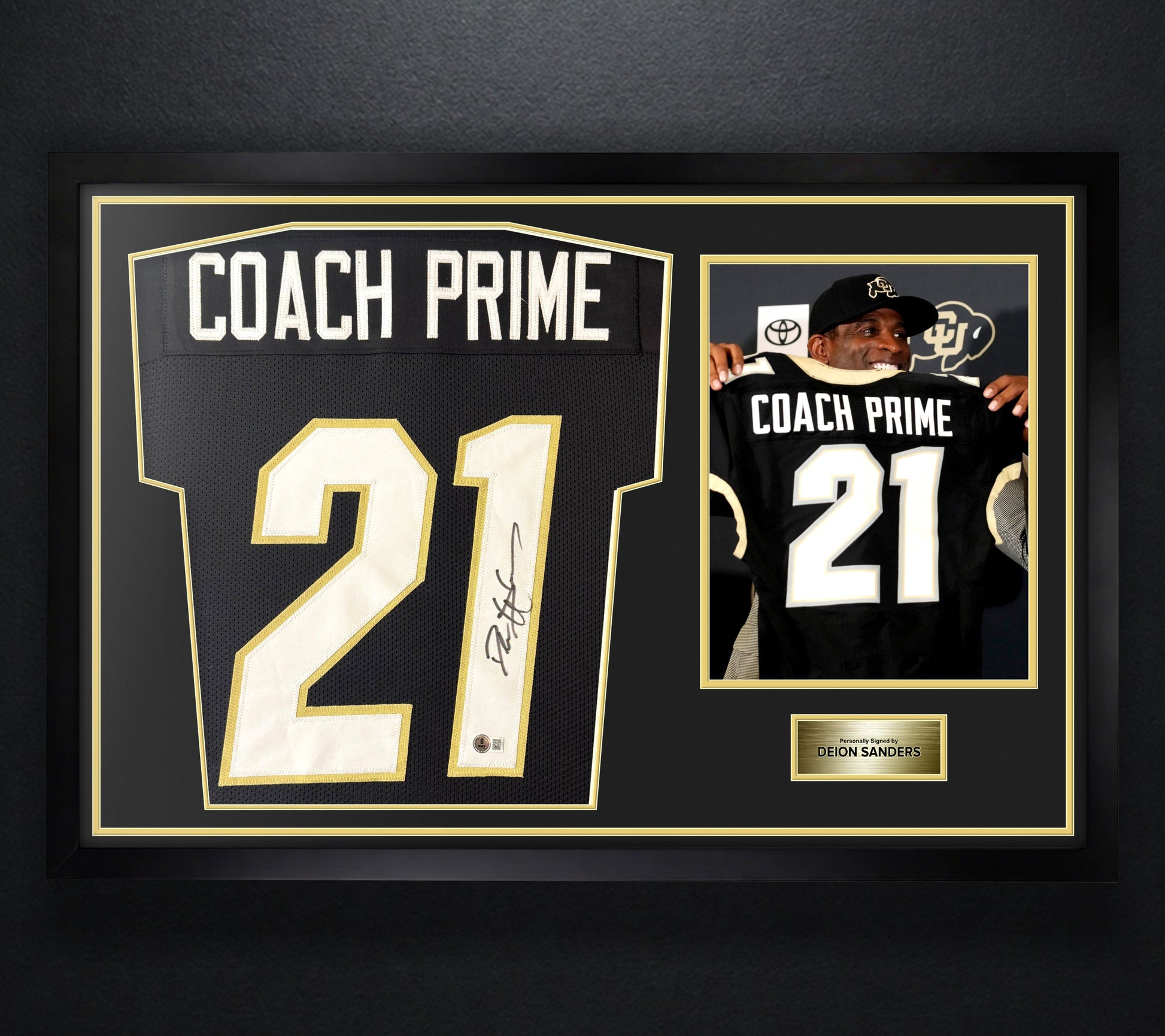 Deion Sanders Signed Colorado Buffaloes Jersey Framed Beckett COA - Photo of frame