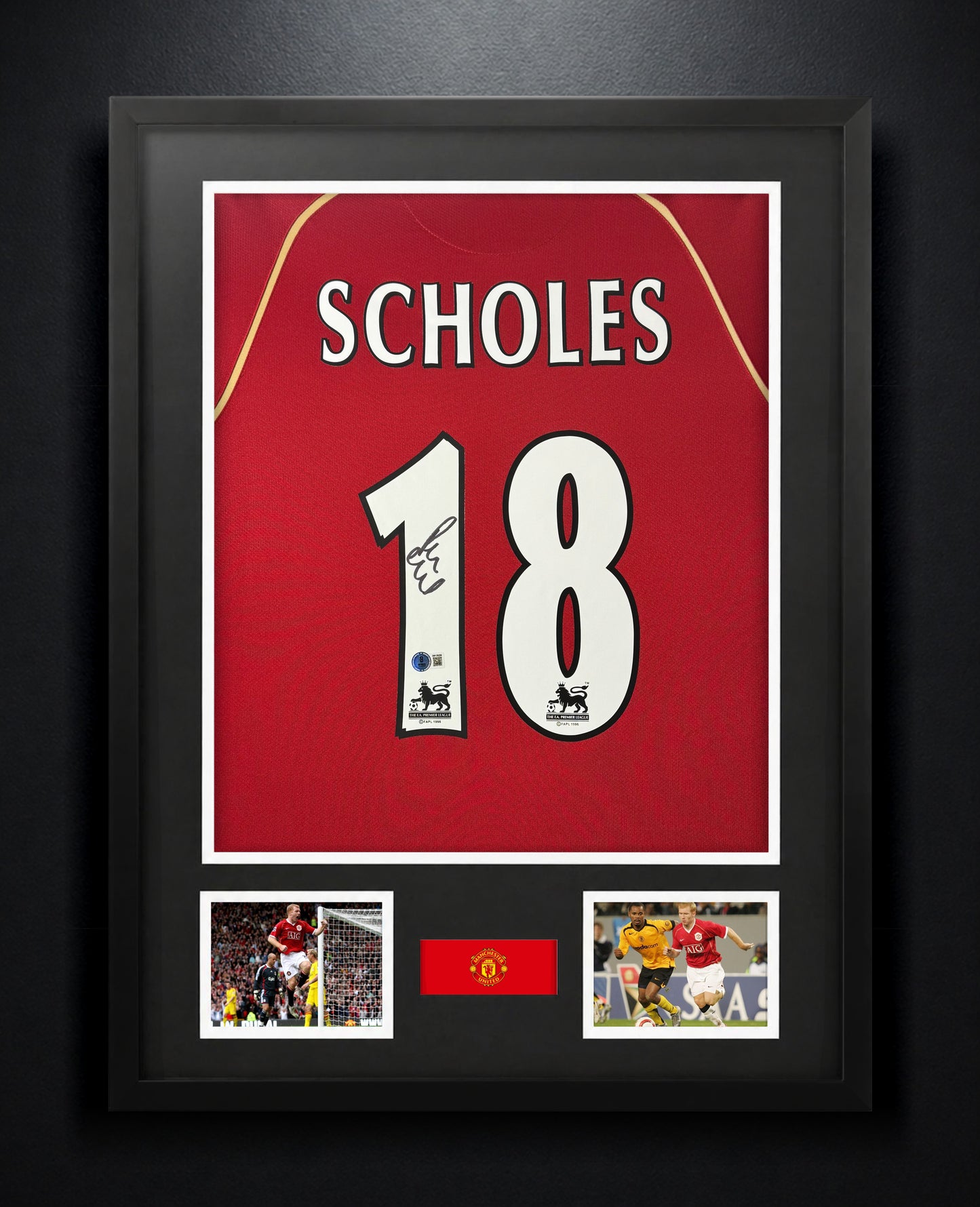 Paul Scholes Signed Manchester United Nike Jersey Framed Beckett COA - Photo of frame