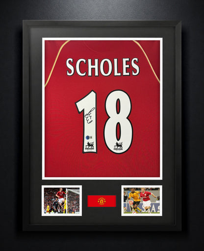 Paul Scholes Signed Manchester United Nike Jersey Framed Beckett COA - Photo of frame