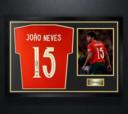 Joao Neves Signed Portugal Puma Jersey Framed Beckett COA - Photo of frame