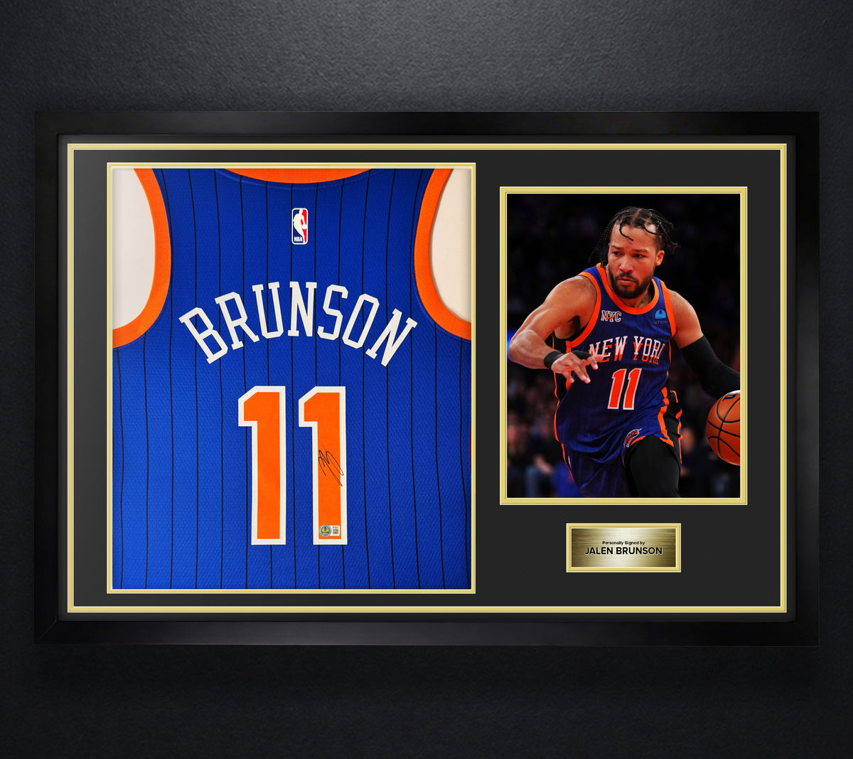 Jalen Brunson Signed New York Knicks Nike Jersey Framed Beckett COA - Photo of frame