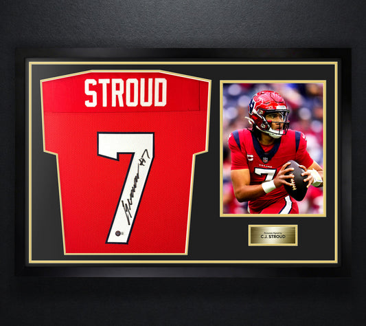 C.J. Stroud Signed Houston Texans Jersey Framed Beckett COA - Photo of frame
