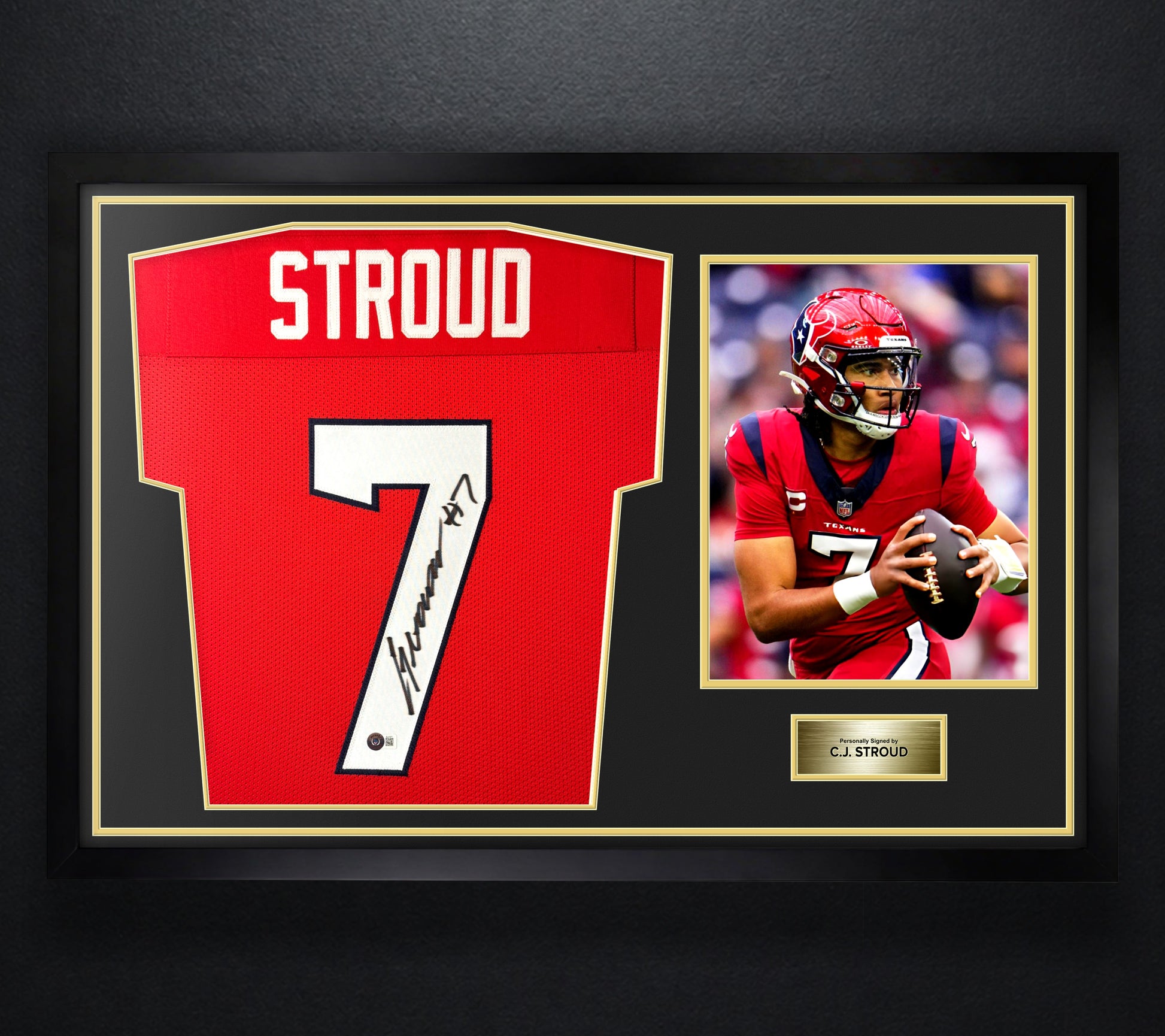 C.J. Stroud Signed Houston Texans Jersey Framed Beckett COA - Photo of frame