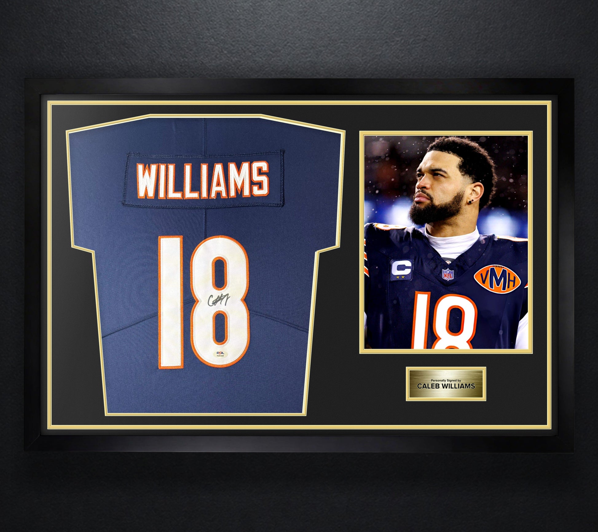 Caleb Williams Signed Chicago Bears Nike Jersey Framed PSA COA - Photo of frame