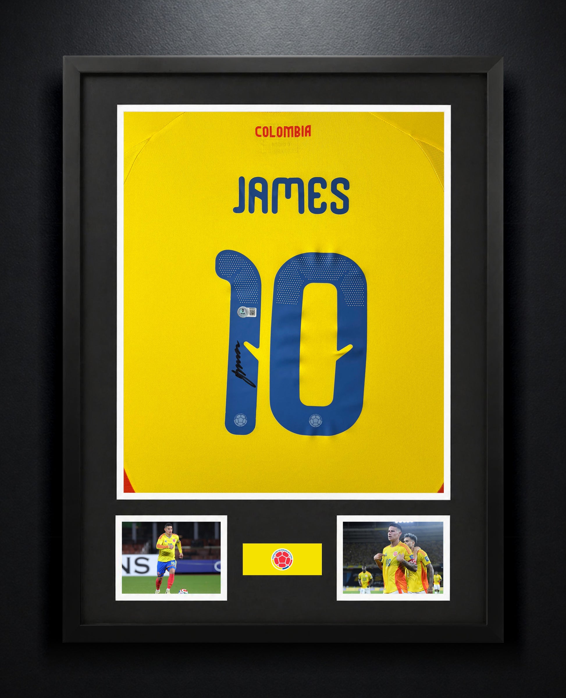 James Rodriguez Signed Colombia Adidas Jersey Framed Beckett COA - Photo of frame