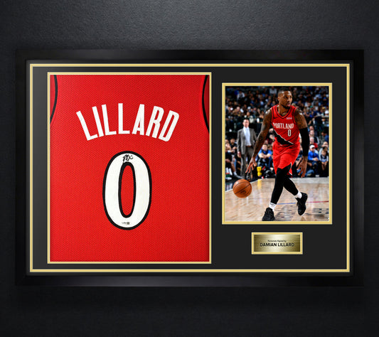 Damian Lillard Signed Portland Trail Blazers Jersey Framed JSA COA - Photo of frame