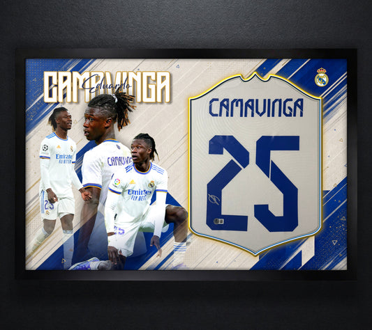 Eduardo Camavinga Signed Real Madrid Adidas Jersey Framed Beckett COA - Photo of frame