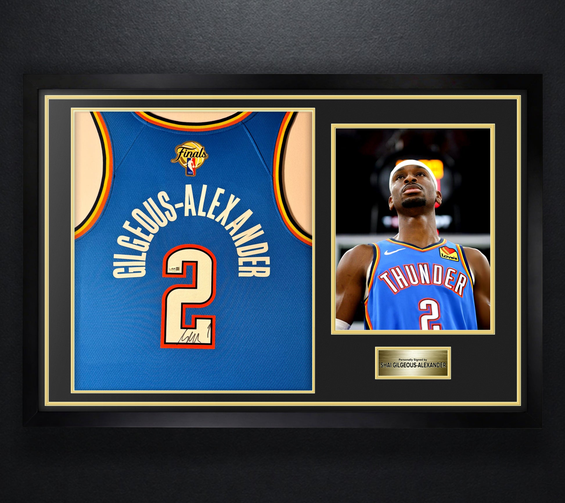 Shai Gilgeous-Alexander Signed Oklahoma City Thunder Nike Jersey Framed JSA COA - Photo of frame