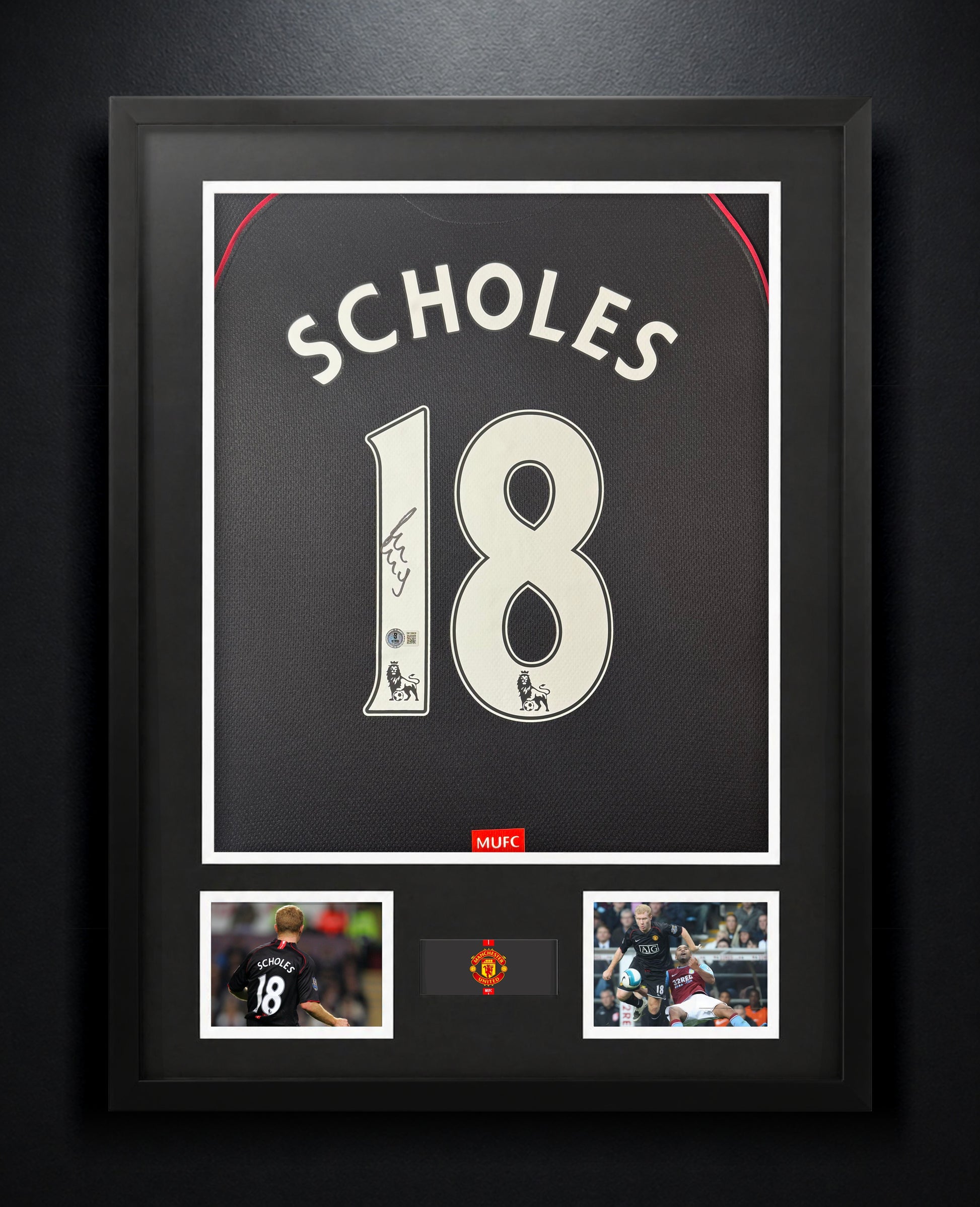 Paul Scholes Signed Manchester United Nike Jersey Framed Beckett COA - Photo of frame